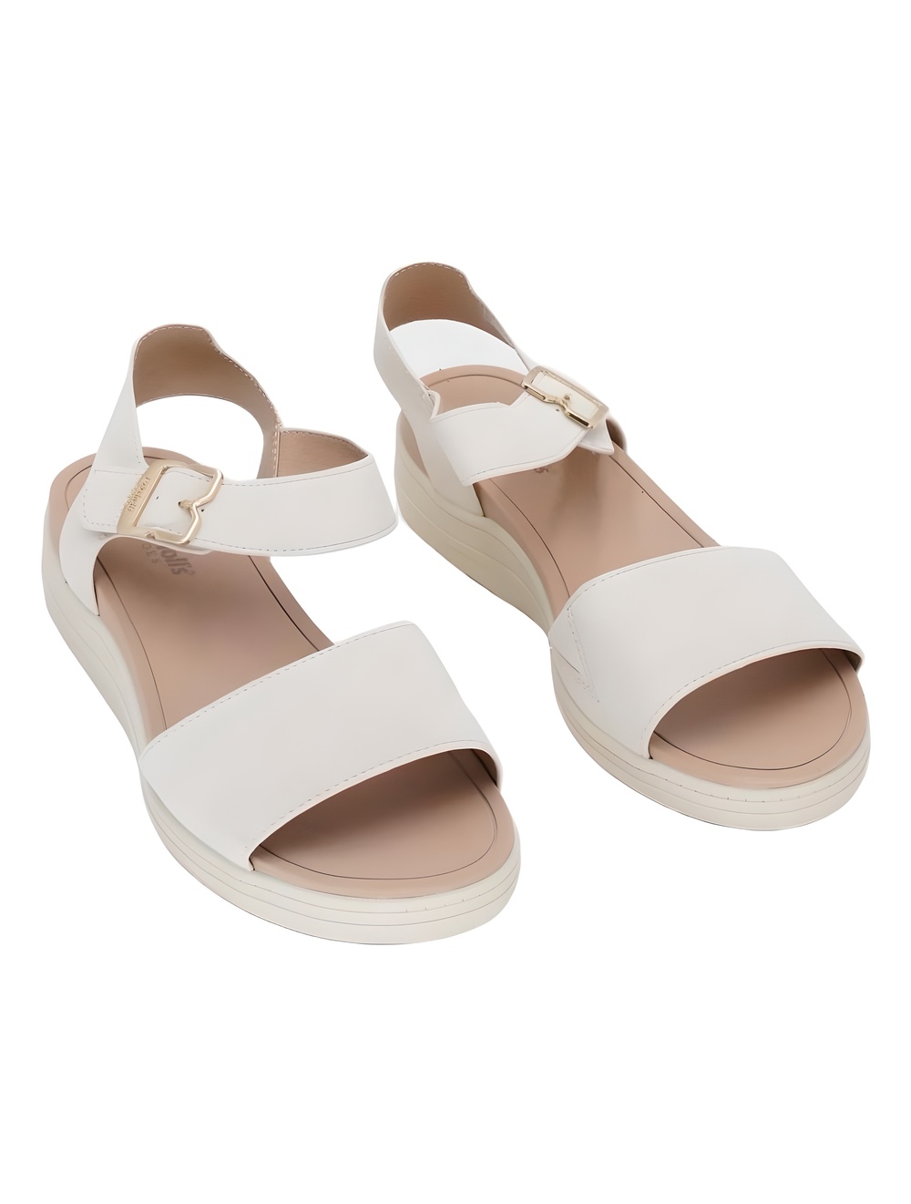 Dr. Scholl's Time Off Sky Sport Wedge Sandals Whitecap Faux Leather Size 8M